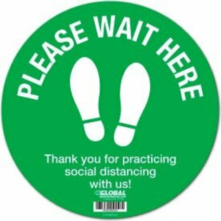 THE MAGNET GROUP GEC&#8482; Green Please Wait Here Floor Sign, 12'' Round, Vinyl Adhesive CP005800